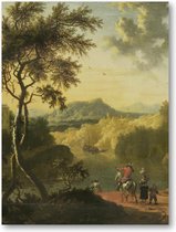 Italiaans landschap met reizigers - 30x40 Poster Staand - Timotheus de Graef - Meesterwerken