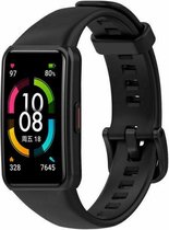 Siliconen Smartwatch bandje - Geschikt voor Huawei Band 6 siliconen bandje - zwart - Strap-it Horlogeband / Polsband / Armband