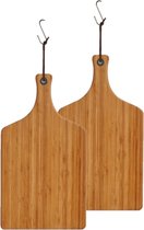 2x stuks bamboe houten snijplanken/serveerplanken met handvat 44 x 25 cm - Serveerplanken