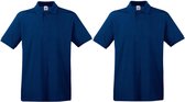 2-Pack maat M donkerblauw/navy polo shirt premium van katoen voor heren - Katoen - 180 grams - Polo t-shirts - Polos