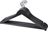 Set van 20x stuks houten kledinghangers zwart 45 cm - Kledingkast - Kleding ophangen - Kleerhangers