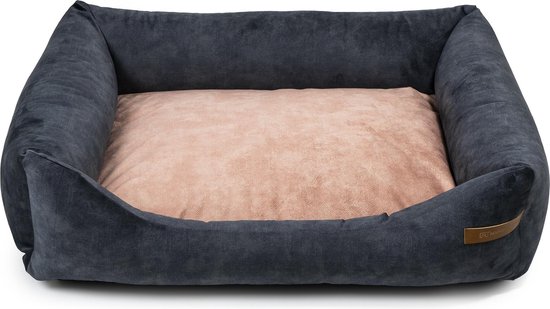 Doggy Honden- en kattenbed, hondenbank, afneembare overtrek, hondenmand, hondenkussen, meubels voor dieren, hondenbed, slaapplaats, maat L: 78 x 47 cm, grafietkleurig