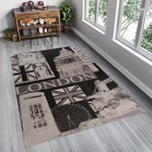 Tapiso Floorlux Vloerkleed Zwart Grijs Binnenkleed Keuken Tapijt Maat– 160x230