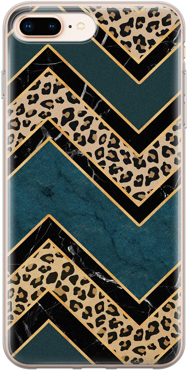 Leuke Telefoonhoesjes - Geschikt voor iPhone 8 Plus - Luipaard zigzag - Soft case - TPU - Multi