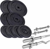 ScSPORTS® Halterset 55 kg - Halterstangen incl. Halterschijven - Gietijzer - 30 mm - Gewichten