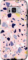 Samsung Galaxy S8 Telefoonhoesje - Extra Stevig Hoesje - 2 lagen bescherming - Met Marmerprint - Terrazzo - Roze