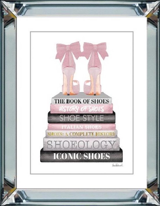 40 x 50 cm - Spiegellijst met prent - Fashionbooks schoenen - prent achter glas