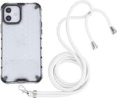 Schokbestendige honingraat pc + TPU-hoes met nekkoord voor iPhone 12 mini (wit)