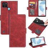 Voor OPPO Realme C21Y Dual-side magnetische gesp horizontale flip lederen tas met houder en kaartsleuven en portemonnee (rood)