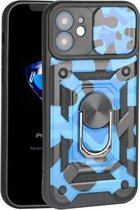 Sliding Camera Cover Design Camouflage Series TPU + PC-beschermhoes voor iPhone 12 (blauw)