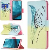 Voor OPPO A7 Gekleurd Tekenpatroon Horizontale Flip Lederen Case met Houder & Kaartsleuven & Portemonnee (Veer)