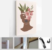 Set of abstract female shapes and silhouettes on textured background. Abstract women lips, eyes, face in pastel colors - Modern Art Canvas - Vertical - 1887983083 - 40-30 Vertical