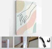 Modern Abstract Art Botanical Wall Art. Boho. Minimal Art Flower on Geometric Shapes Background. Painting Wall Pictures Home Room Decor - Modern Art Canvas - Vertical - 1952272879