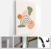 Collection of contemporary art posters in pastel colors. Abstract paper cut geometric elements and strokes, leaves and dots - Modern Art Canvas - Vertical - 1636167877 - 115*75 Ver
