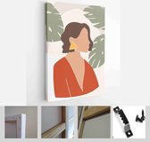 Set of abstract female shapes and silhouettes in retro summer background - Modern Art Canvas - Vertical - 1637250922 - 40-30 Vertical