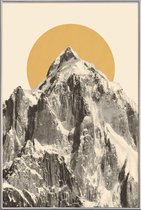 JUNIQE - Poster met kunststof lijst Mountainscape 5 -40x60 /Geel &