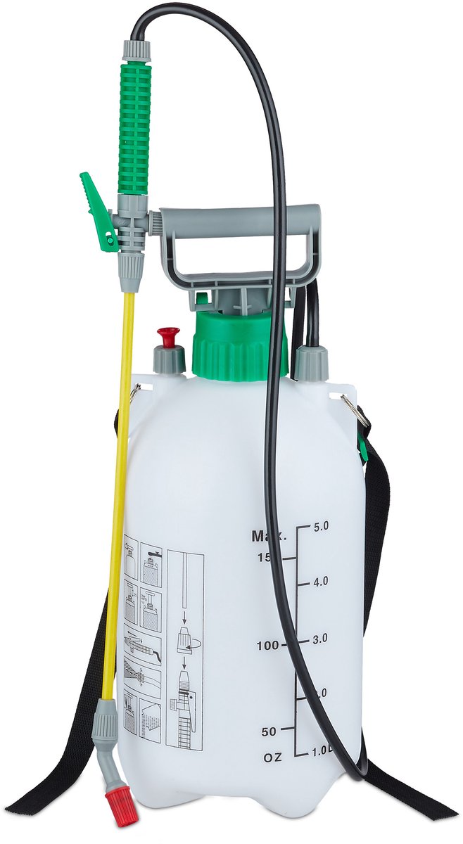 plantenspuit 5 liter - met slang en lans - 3 bar - onkruid druksproeier