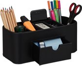 pennenbakje - bureau organizer met 7 vakken - kunstleer - 10,5x26x11,5 cm - zwart