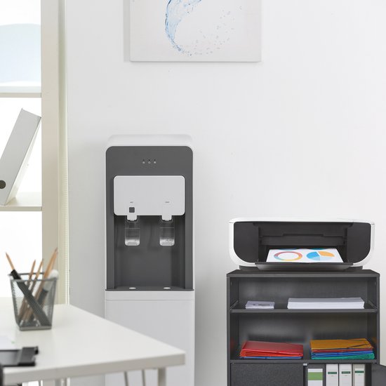 Relaxdays Bureaukast Met 2 Vakken, Toetsenbordlade En Wielen - Zwarte Printertafel 74x60x48 Cm