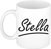 Stella naam cadeau mok / beker sierlijke letters - Cadeau collega/ moederdag/ verjaardag of persoonlijke voornaam mok werknemers