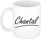 Chantal naam cadeau mok / beker sierlijke letters - Cadeau collega/ moederdag/ verjaardag of persoonlijke voornaam mok werknemers