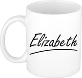 Elizabeth naam cadeau mok / beker sierlijke letters - Cadeau collega/ moederdag/ verjaardag of persoonlijke voornaam mok werknemers
