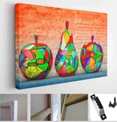 Hand-painted wooden fruit - pears and apples. Handmade Modern Art - Modern Art Canvas - Horizontal - 364225952 - 80*60 Horizontal