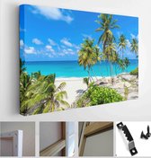Bottom Bay, Barbados - Paradise beach on the Caribbean island of Barbados. Tropical beach with hanging palms over turquoise sea - Modern Art Canvas - Horizontal - 725758135 - 115*7