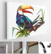 Painted bird toucan on a branch on a white background - Modern Art Canvas - Horizontal - 1181994808 - 115*75 Horizontal