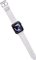 Bandje geschikt voor Apple Watch 38/40MM - Maat L - Horlogebandje - Gespsluiting - Polsband - Kunstleer - Wit