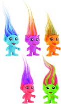 Trollen - langharig & fluor - Roze Troll - comansi 6 cm