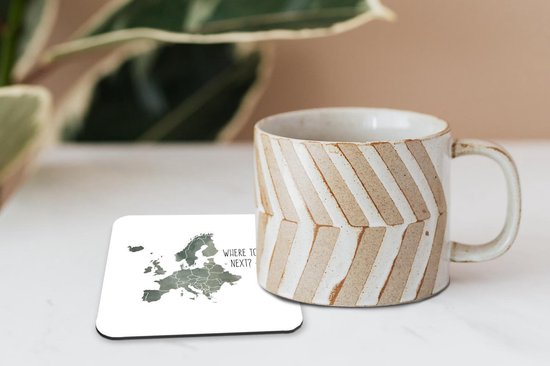 Onderzetters voor glazen - Kaarten - Europa - Letters - Quote - 10x10 cm - Glasonderzetters - 6 stuks