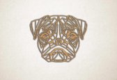 Line Art - Hond - Pug - S - 45x56cm - Eiken - geometrische wanddecoratie