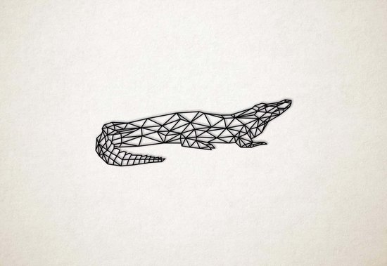 Line Art - Krokodil 2 - M - 31x90cm - Zwart - geometrische wanddecoratie