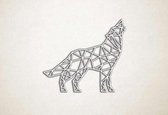 Line Art - Wolf 5 - M - 60x69cm - Wit - geometrische wanddecoratie