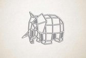 Line Art - Olifant 2 - M - 60x77cm - Wit - geometrische wanddecoratie