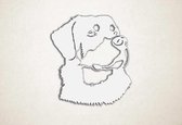 Wanddecoratie - Hond - Rottweiler - XS - 28x25cm - Wit - muurdecoratie - Line Art