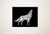 Line Art - Wolf vierkant 4 - L - 82x103cm - Zwart - geometrische wanddecoratie