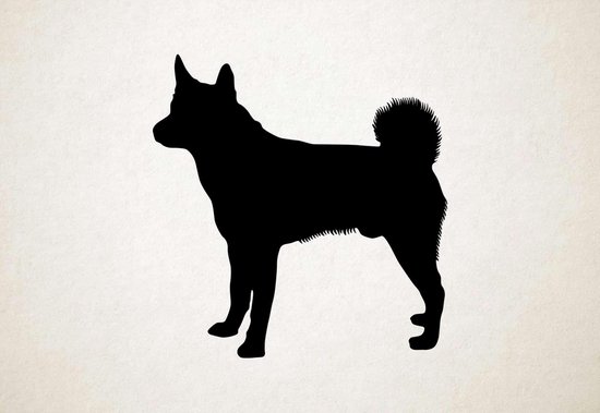 Silhouette hond - Black Norwegian Elkhound - Zwarte Noorse Elandhond - L - 78x75cm - Zwart - wanddecoratie