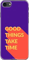 Apple iPhone 7 Telefoonhoesje - Transparant Siliconenhoesje - Flexibel - Met Quote - Good Things - Paars