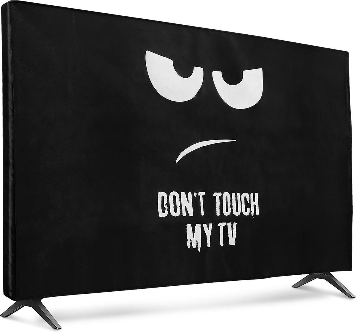 kwmobile tv hoes voor 40" TV cover - Beschermhoes voor televisie - Voor binnengebruik - Don't Touch my TV design in wit / zwart