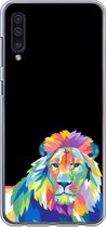 Samsung Galaxy A50 Telefoonhoesje - Transparant Siliconenhoesje - Flexibel - Met Dierenprint - Leeuw - Blauw
