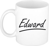 Edward naam cadeau mok / beker met sierlijke letters - Cadeau collega/ vaderdag/ verjaardag of persoonlijke voornaam mok werknemers