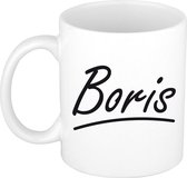 Boris naam cadeau mok / beker met sierlijke letters - Cadeau collega/ vaderdag/ verjaardag of persoonlijke voornaam mok werknemers