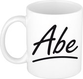Abe naam cadeau mok / beker met sierlijke letters - Cadeau collega/ vaderdag/ verjaardag of persoonlijke voornaam mok werknemers