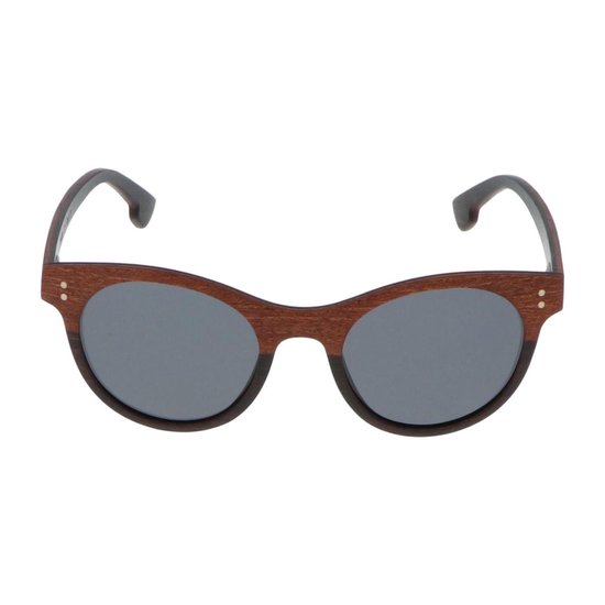 5one® Florence - Sapele hout zonnebril rond model met grijze lens van 5one® — afbeelding 2