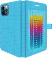 Apple iPhone 12 Pro Max Telefoonhoesje - Portemonneehoesje  - Met pasjeshouder - Met Quote - Vibin - Lichtblauw