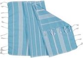 Kleine Hamamdoek Leyla Turquoise - 100x50cm - dunne katoenen handdoek - sneldrogende saunahanddoek (niet geschikt als lendendoek)