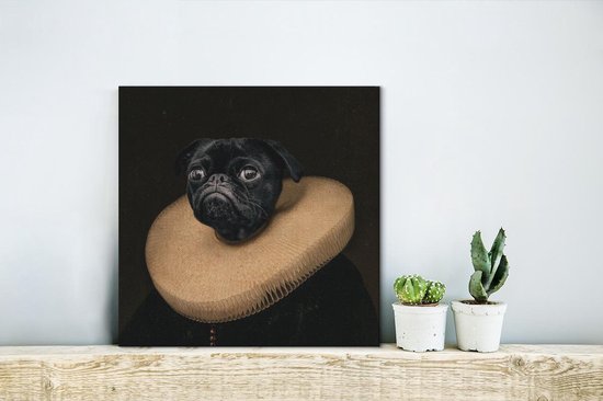 Peintures sur Toile Chien - Vêtements - Le Moyen-Âge - 20x20 cm - Décoration murale