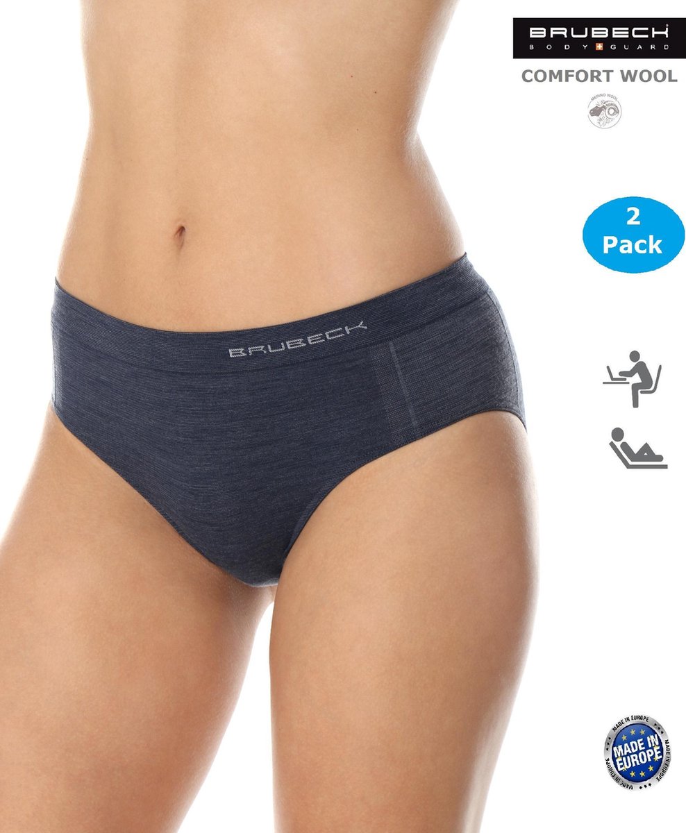 Brubeck Dames Slip Klassiek met Merino Wol – Naadloos (Seamless) & Ademend Ondergoed voor Elke Dag - Jeansblauw M